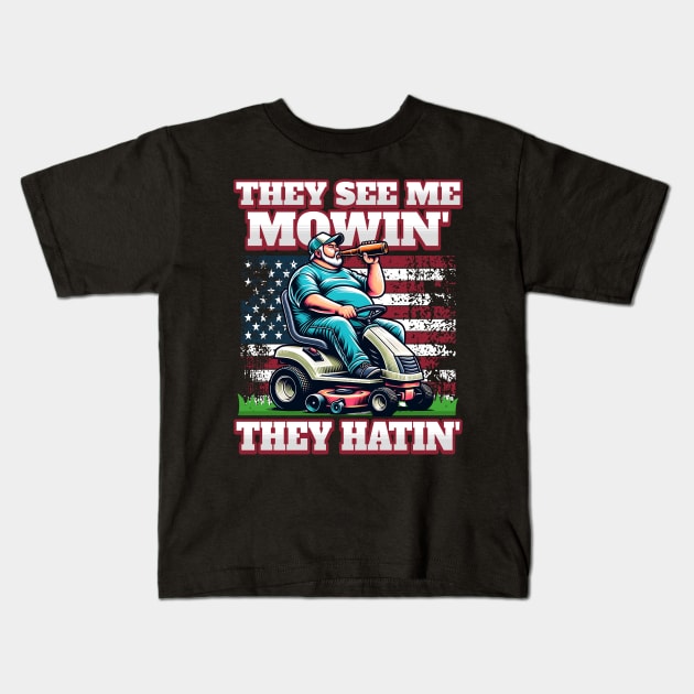 They See Me Mowin' They Hatin' Kids T-Shirt by BankaiChu